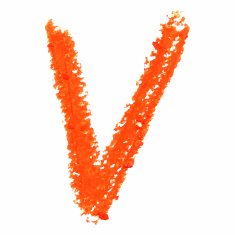 V - Orange handwritten letters on white background