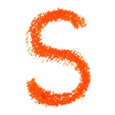 S - Orange handwritten letters on white background