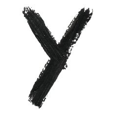 Y - Black handwritten letters on white background Acrylic color