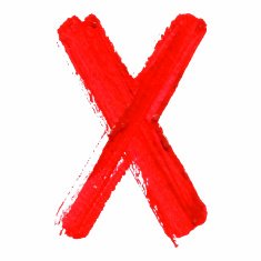 X - Red handwritten letters on white background Acrylic colors