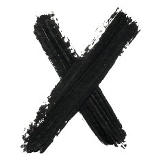X - Black handwritten letters on white background Acrylic color