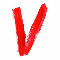 V - Red handwritten letters on white background Acrylic colors