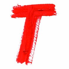 T - Red handwritten letters on white background Acrylic colors