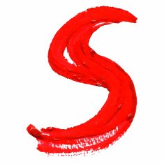 S - Red handwritten letters on white background Acrylic colors