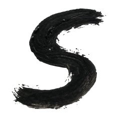 S - Black handwritten letters on white background Acrylic color