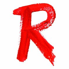 R - Red handwritten letters on white background Acrylic colors