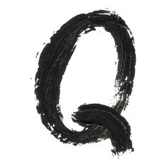 Q - Black handwritten letters on white background Acrylic color