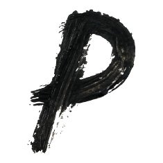 P - Black handwritten letters on white background Acrylic color