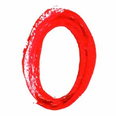 O - Red handwritten letters on white background Acrylic colors