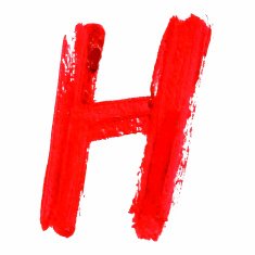 H - Red handwritten letters on white background Acrylic colors