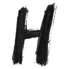 H-Black handwritten letters on white background Acrylic colors