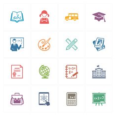 School & Education Icons Set 1 - Colored Series