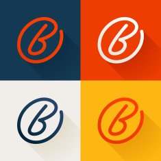 B letter in circle line logo set