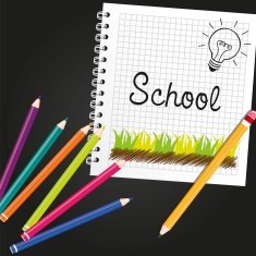 colored pencils notebook rings and pencils