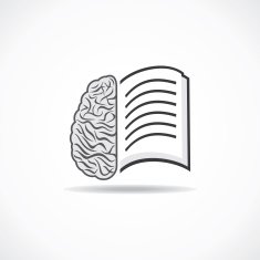 Book icon with brain stock vector
