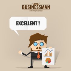 Businessman character presentation graph with bubble talk Vector