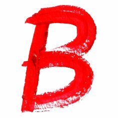 B - Red handwritten letters on white background Acrylic colors