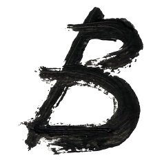 B - Black handwritten letters on white background Acrylic color