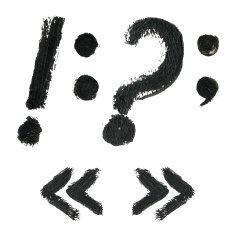 Black handwritten symbols on white background Acrylic colors