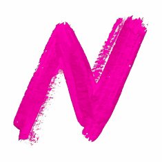N - Pink handwritten letter on white background Acrylic colors