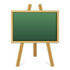 Chalk green board in a wood frame on white background