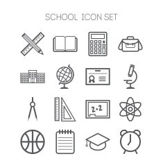 Set of simple icons for school and education