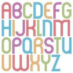 Rounded big jolly cartoon uppercase letters striped colorful