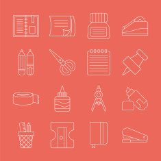 stationery line icon set N4