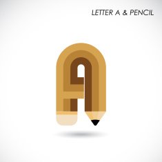 Letter A icon abstract logo design with pencil symbol