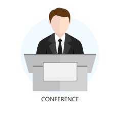 Conference Icon Flat Design Concept