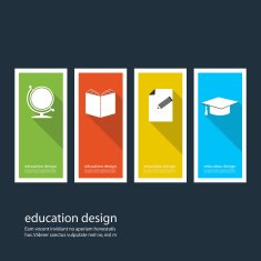 Four colored icons depicting items for education Vector design eps10