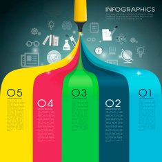 creative template infographic with mark pen drawing rainbow