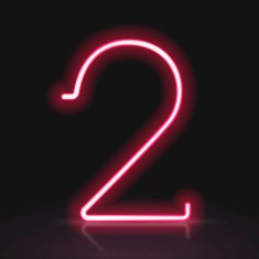 3d red neon light number 2 free image download