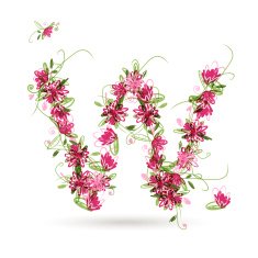 Floral letter W for your design