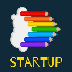 illustration startup colored pencils as an arrow or a rocket N2