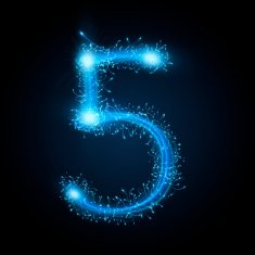 3d blue sparkler firework number 5