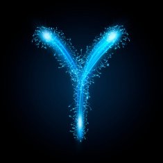 3d blue sparkler firework letter Y