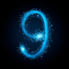 3d blue sparkler firework number 9