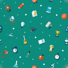 School flat design seamless pattern