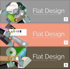 Flat design vector infographic banners with geometric infographics N123