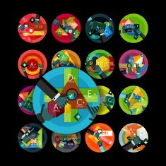 Set of flat design circle option infographics concepts N38