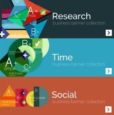 Flat design vector infographic banners with geometric infographics N125