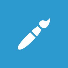 paintbrush icon white on the blue background