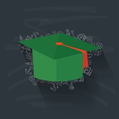 Hat of education on blackboard background clean vector