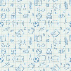 Seamless school pattern doodles on math paper N2