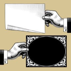 Retro hands with signs