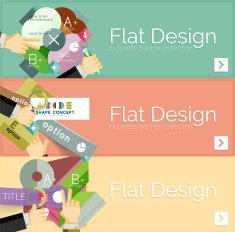 Flat design vector infographic banners with geometric infographics N126