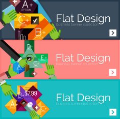Flat design vector infographic banners with geometric infographics N127