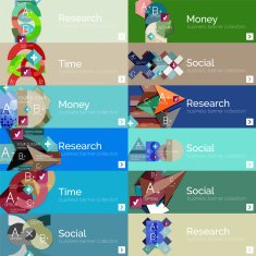 Flat design vector infographic banners with geometric infographics N128
