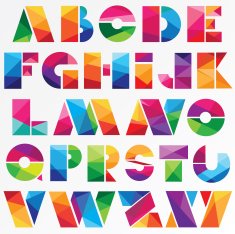 multicolored bright low poly style alphabet letters